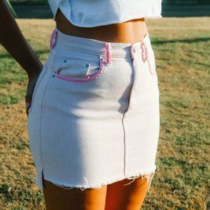 Aritzia, Pink, Reworked, Denim Skirt